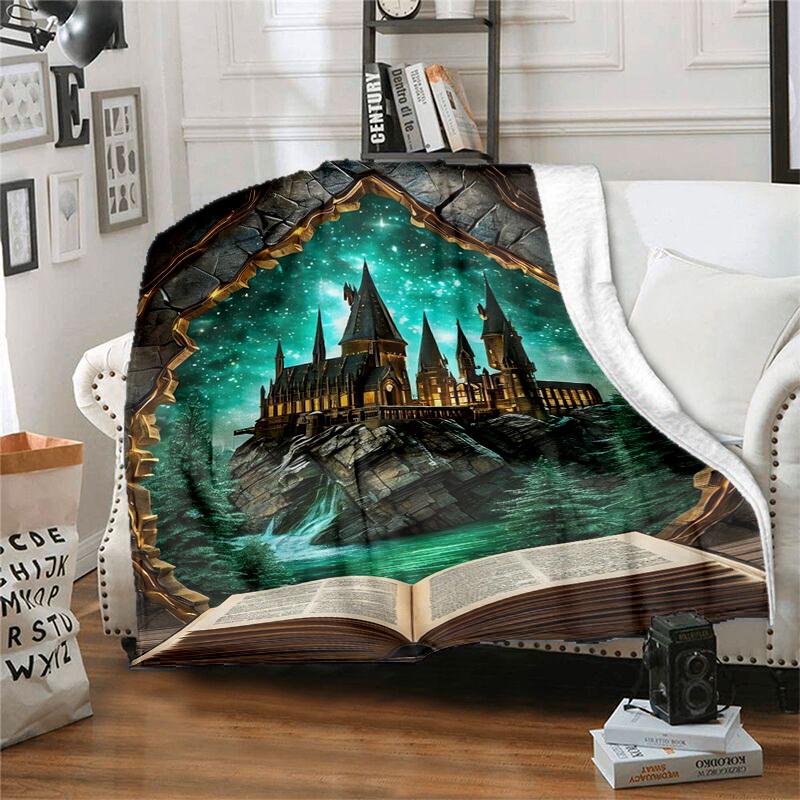 1pc Magical Castle Through Open Book Cartoon Blanket,Portable Throw for Travel & Camping, All Season Cozy Blanket,Ideal Gift