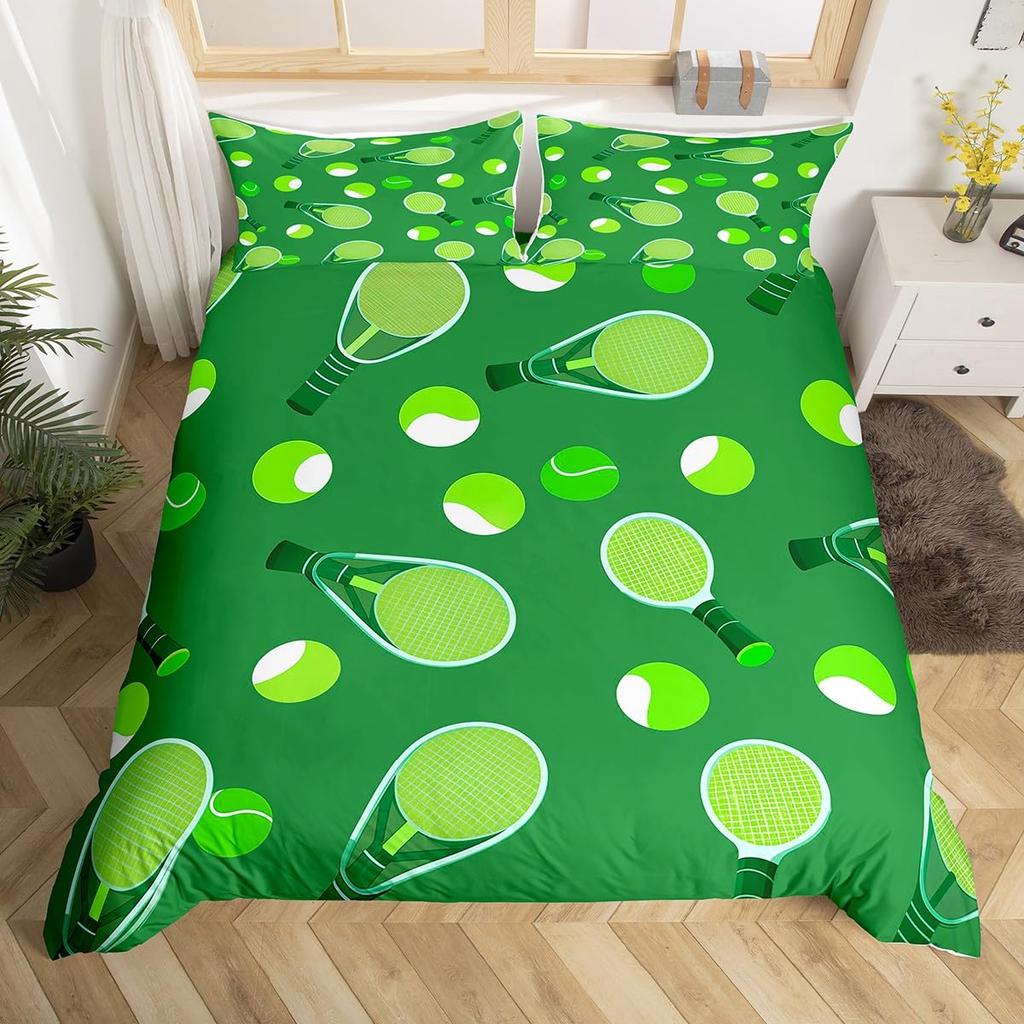 Pickleball Duvet Cover Full Size Ball Sports Gaming Bedding Set Yellow White Quotes Comforter Cover Black Microfiber Quilt Cover
