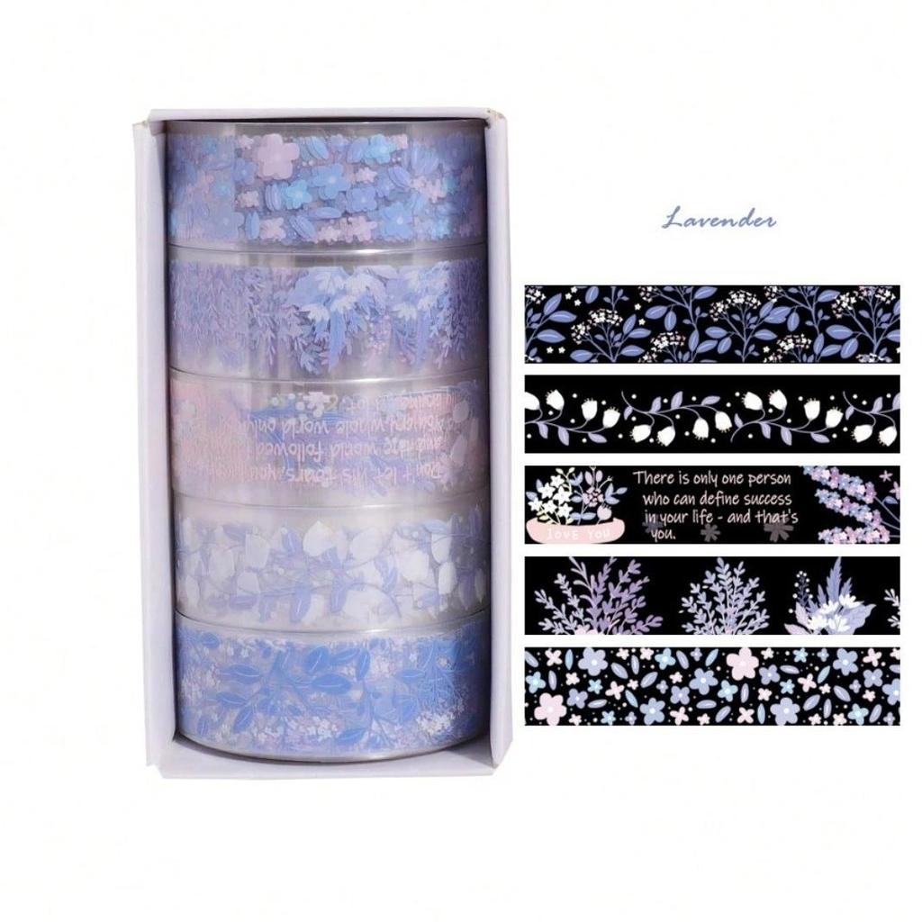 5 Rolls Of 1.8" * 3.23" Cute Transparent Midsummer Daisy Decorative Stickers DIY Materials And Paper Tapes