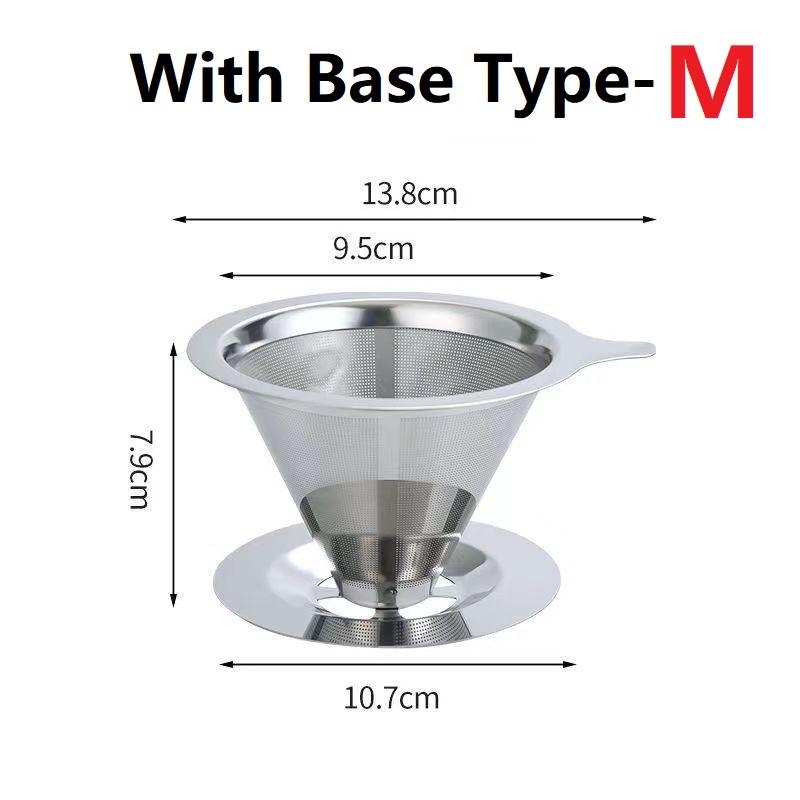 Pour Over Coffee Dripper Slow Drip Paperless Coffee Filter Reusable Strainer Stainless Steel Coffee Filter Baskets Mesh Strainer