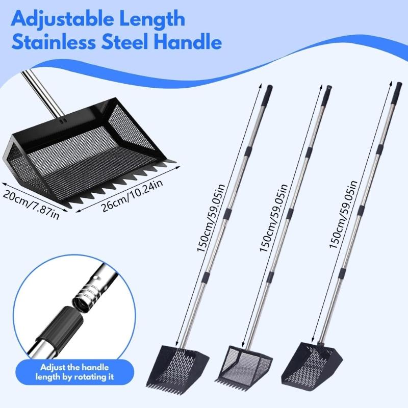 Purpose Metal Manures Scooper Tool For Chicken Coops Grimalkin Litter Sand With Extendable Stainless Handle