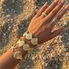 5Pcs Bohemian Metal Starfish Shell Cuff Bracelet Ring Set For Women Ocean Style Adjustable Bangle Finger Ring Summer Jewelry