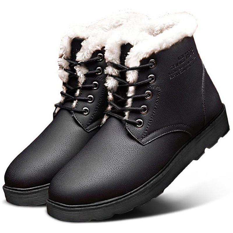 Fashion Fahsion Men Boots Warm Plush Boots For Men Lace Up Ankle Boots Men Fashion Black Shoes Outdoor Work Shoes Male Sneakers Footwear