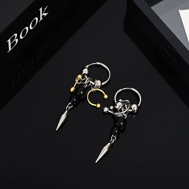 1PCS Fashionable Punk Rivet Tassel Earrings Neutral Cool Rock Style Geometric Irregular Daily Jewelry Gifts