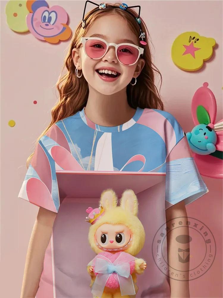 Labubu Print Babykleidung 3 bis 14 Jahre Männlich Outdoor-Kleidung Für Cartoon Neuheit Cool Für Labbu Kinder Junge Mädchen Kind T-Shirt Top