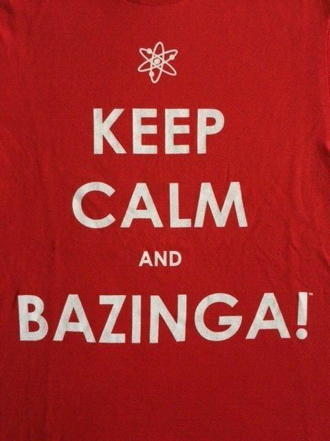 The Big Bang Theory Keep Calm and Bazinga T-shirt Official Licensed New Unisex T-Shirt S