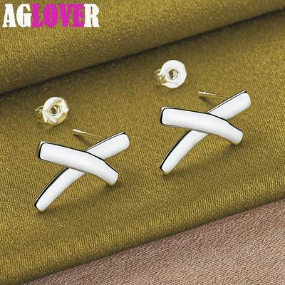 925 Sterling Silver X Stud Earrings Jewelry