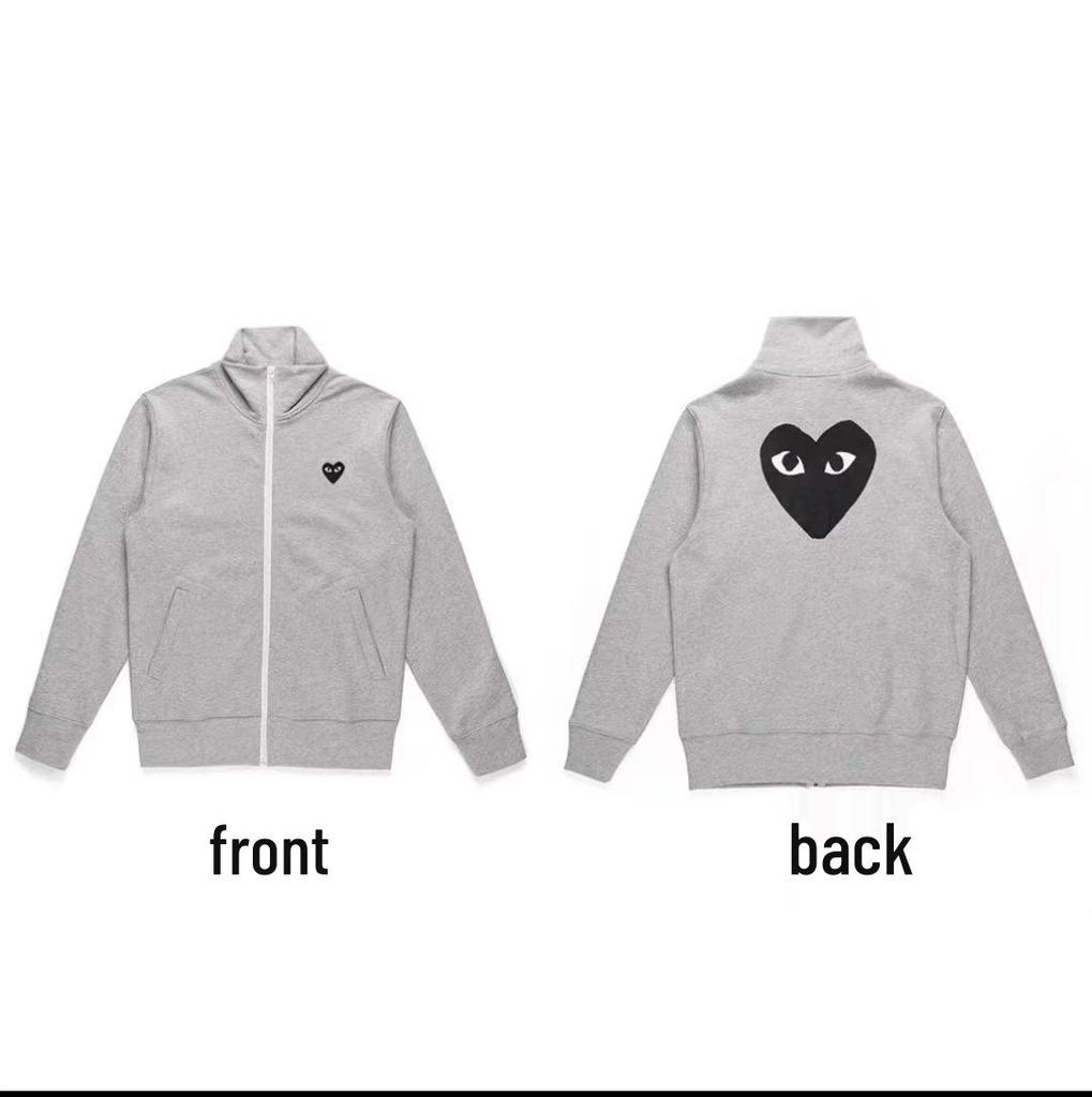 Chuan Jiu 2024 A/W Couple's Heart Hoodie Pullover with Stand Collar & Zipper