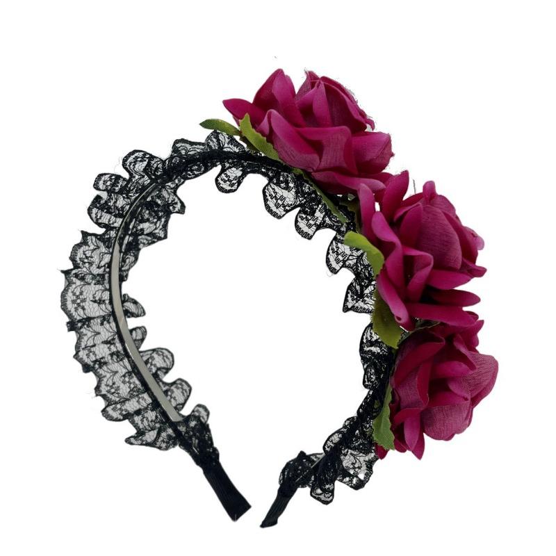 New Court Black Lace Headband Gothic Lolita Witch Maid Headband French Retro Headband розы красного