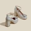 Coarse Heel High Heels Femininity 2025 Spring New Platform Waterproof Table Mary Jane Shoes Princess Shoes Rhinestone Single Shoes