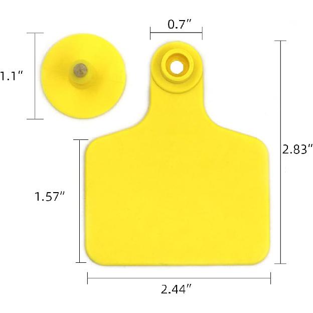 Cattle Ear Tags Blank for Cattle Cows Sheep Pig Goats, 100 Pieces TPU Precision Animal Identification Blank Ear Tags (Yellow)