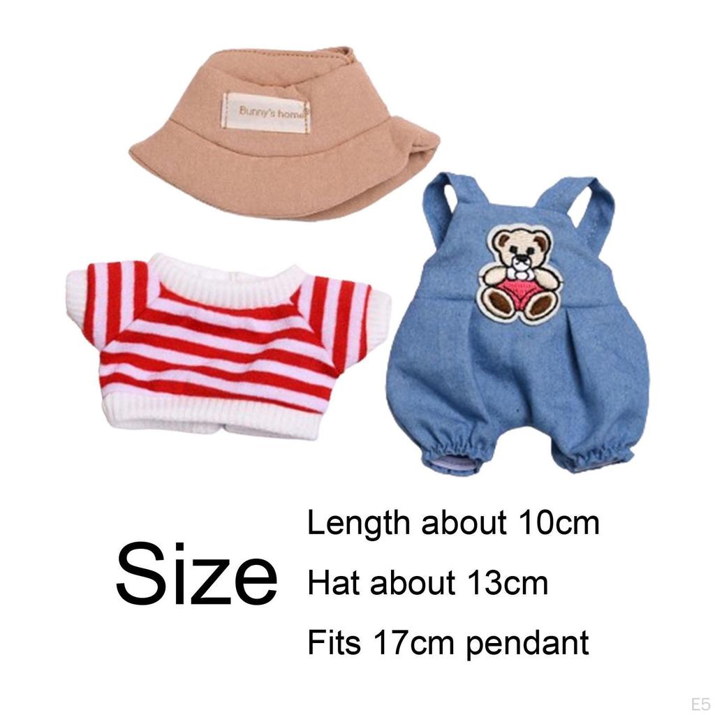 3 Pieces Mini 6 Inch Doll Clothes Overalls Set Striped Accessories Clothing Girl