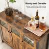 VASAGLE Sideboard, Buffet Table, Storage Cabinet with Glass Doors, Dining Room, Living Room, Hallway, Kitchen, Steel Frame, Industrial Style