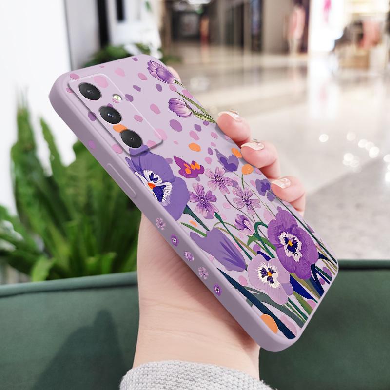 Purple Charm Tulip Phone Case For Samsung Galaxy A37 A57 Liquid Silicone Cover