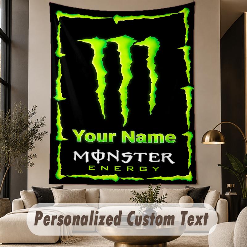 Custom Text Tapestry Monster Energy Print Wall Tapestry Indoor Living Room Wall Decor