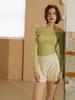 OUEL Off-Shoulder Jersey Top_Olive