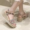 Fashion Women's Sandals Bohemian Champagne Platform Shoes for Women Fashion Buckle Wedge Sandal Summer Thick Bottom Open Toe Sandalias