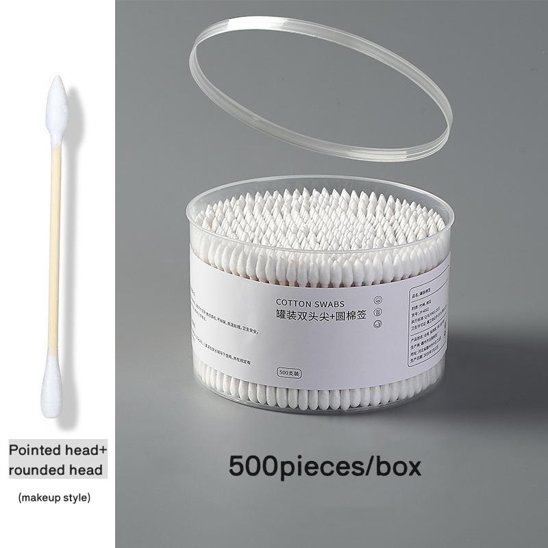 500pcs/box & 100pcs/bag Double Head Wood Cotton Swab Nose Ears Cleaning Women Makeup Tools Cotton Buds Tip Sticks Multi-purpose