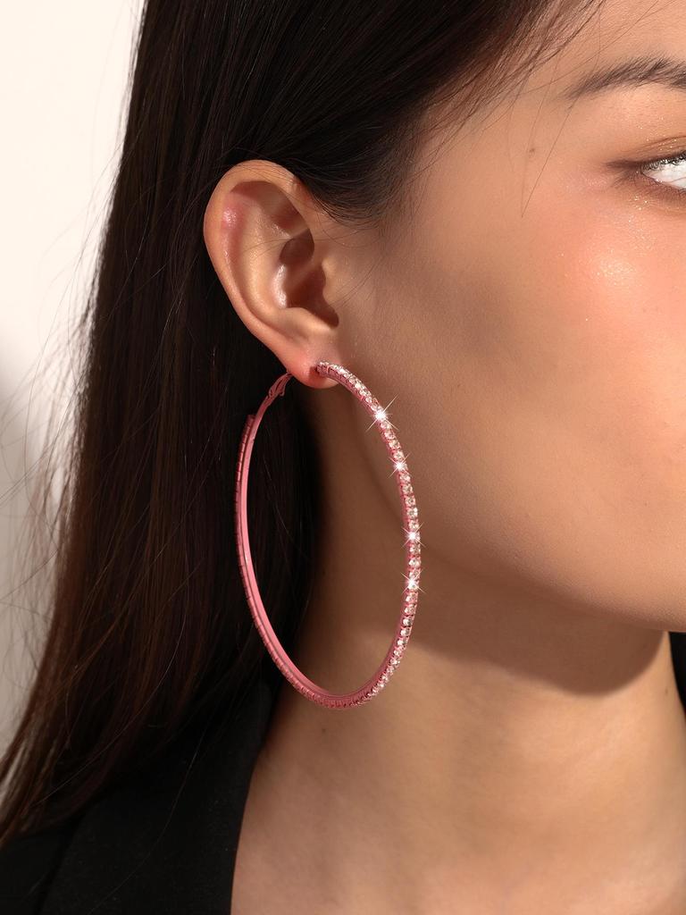 Orecchini a cerchio alla moda da 8 cm con strass per donna - Accessorio di moda brillante per festival e feste