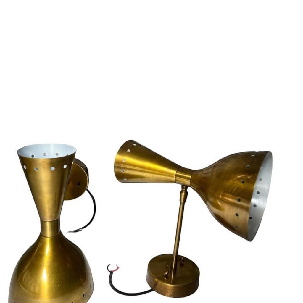 Italienische Diablo Wandleuchten - Stilnovo Stil Wandleuchte, Messing Doppelleuchte, Mid-Century Modern Wandlampe