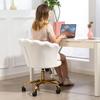 Velvet Office Chair Petal Backrest Vanity Chair Adjustable Height 69 X 64 X 80 90 Cm White