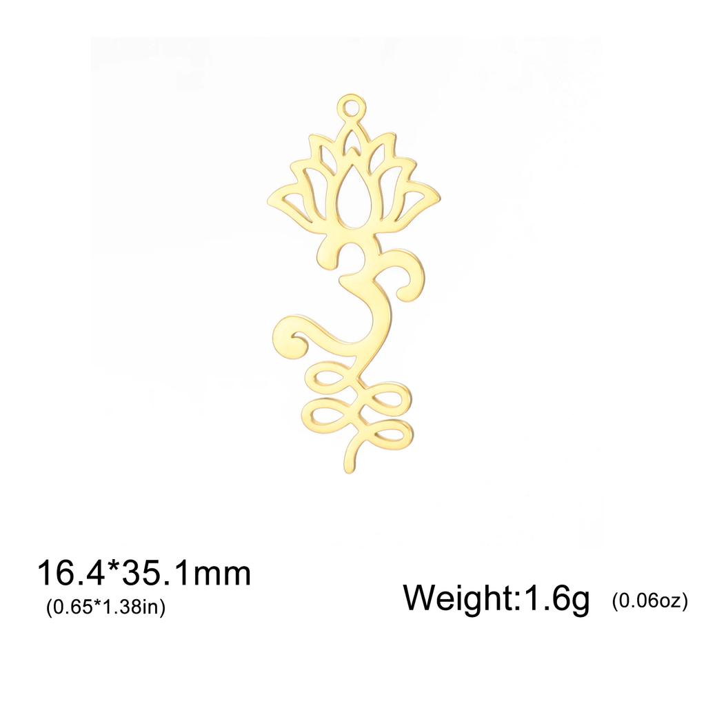3pcs/lot Unalome Lotus Flower Necklace Earring Pendants Stainless Steel Yoga Buddhism Charms for Jewelry Making