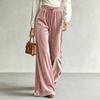 2026 Velvet Wide Leg Pants Women High Waist Loose Fit With Drawstring Pockets Winter
