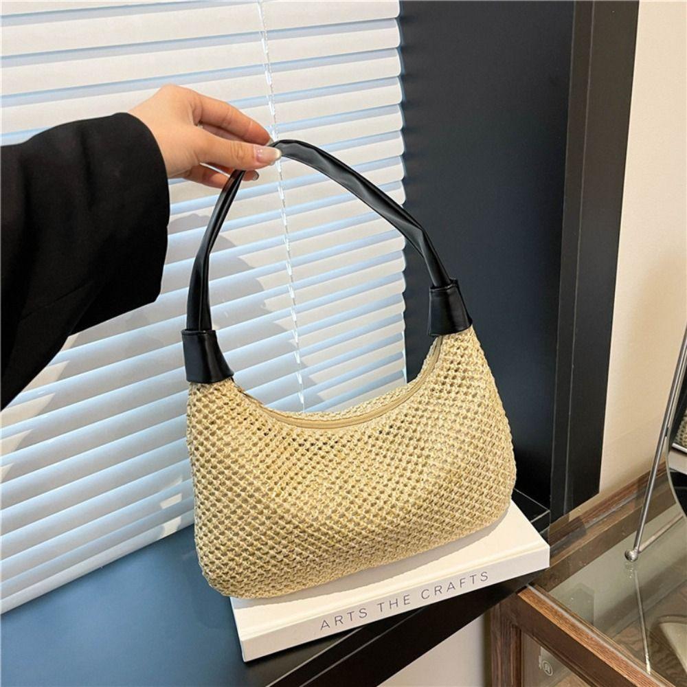 Leisure Weave Straw Bag Summer Beach Handbag Trendy Straw Shoulder Bag  Women