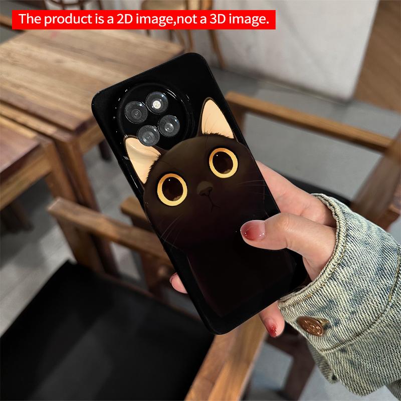2DFlat Xiaomi Redmi phone caseGlowing Eyes Cat Designsuitable for Redmi Note 11 12 13 14 A3 K80 15 17 Ultra