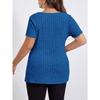 Women S Plus Size V Neck Short Sleeve Slit Pullover T Shirt