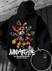 Lässiger Kapuzenpullover – Bunter Bären-Graffiti-Print mit Blumenmuster Pullover Warmes Street-Style Oberteil für Herbst/Winter