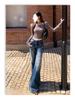 Retro Blue High-Waisted Wide-Leg Jeans for Women – Autumn/Winter 2025 Collection, Floor-Length and Slimming Design