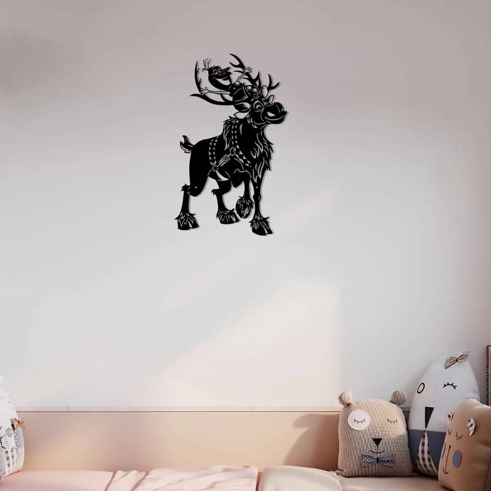 Rustic Deer Metal Wall Sculpture Wrought Iron Stag Antlers Outdoor Decor for Living Room Bedroom Garden Patio Modern Farmhouse