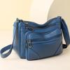 2026 Female Square Shoulder Bag Medium Washable Leather Multi Pocket Ladies Wallet Crossbody Bags Women's Blue Portable Handbags