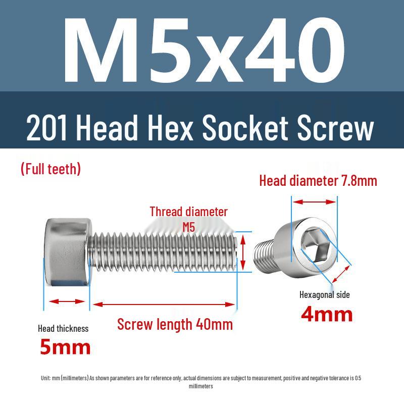 Yigu 201 Stainless Steel Cup Head Hexagon Screws and Bolts - M3, M4, M5, M6