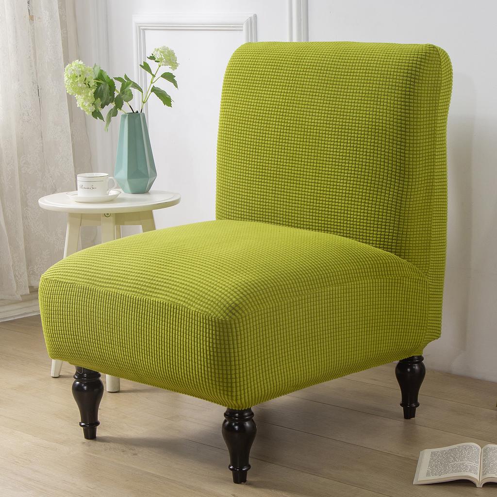 High Elastic Solid Armless Chair Cover Single Sofa Protector Non Slip Hotel Dining Seat Slipcover
