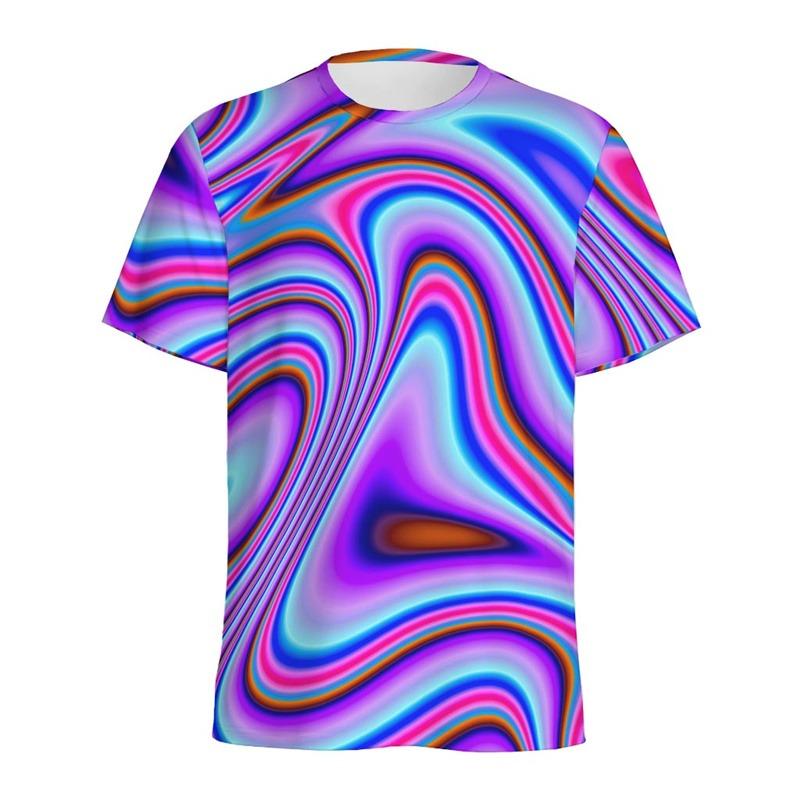 Abstract Colorful Liquid Trippy Pattern T Shirt For Men Summer Casual Round Neck Short Sleeve Tees Women Tops 3d Printed T-Shirt
