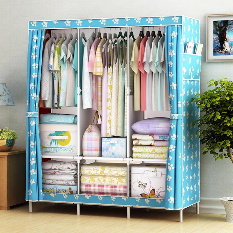 Moderne minimalistische Stoffgarderobe: Einfach zu montierender Aufbewahrungsschrank für das Schlafzimmer