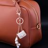 Fashion Crystal Bag Shape Flower Rhinestone Keychain for Women's Bags Pendants Decoration Accessories Car Keyrings Jewelry