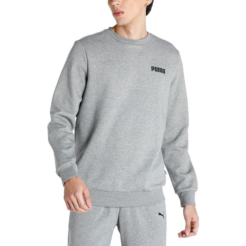 Puma Sweatshirt Ajusté Col Rond Imprimé Lettres Brodé Homme Essentials Gris 847460-03