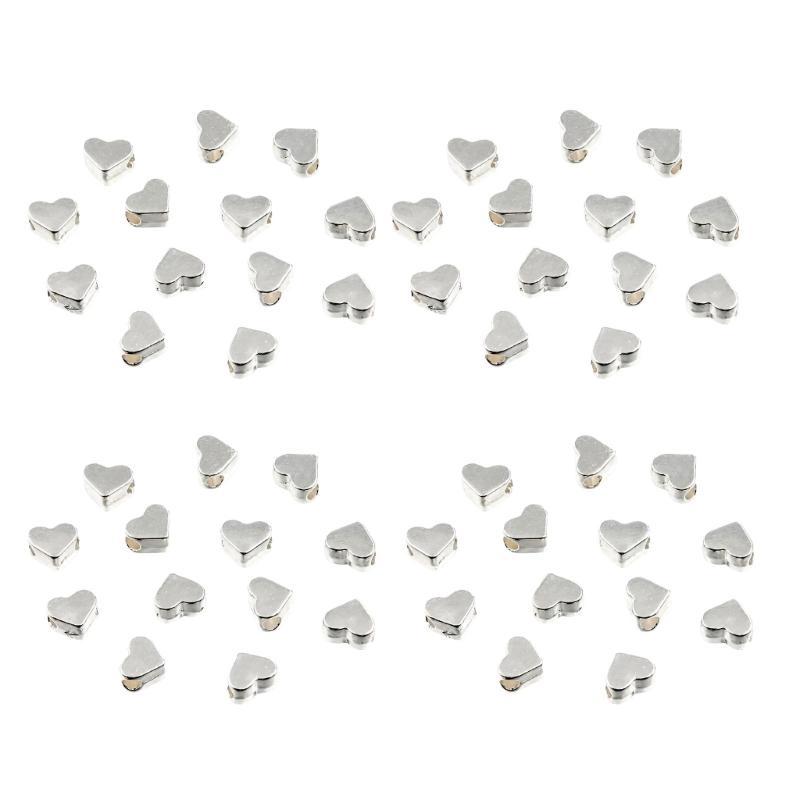 Side-Drilled Heart Spacer Beads, 100 Zinc Alloy Beads for Necklaces, Bracelets, Anklets, Chokers, and Jewelry Designs