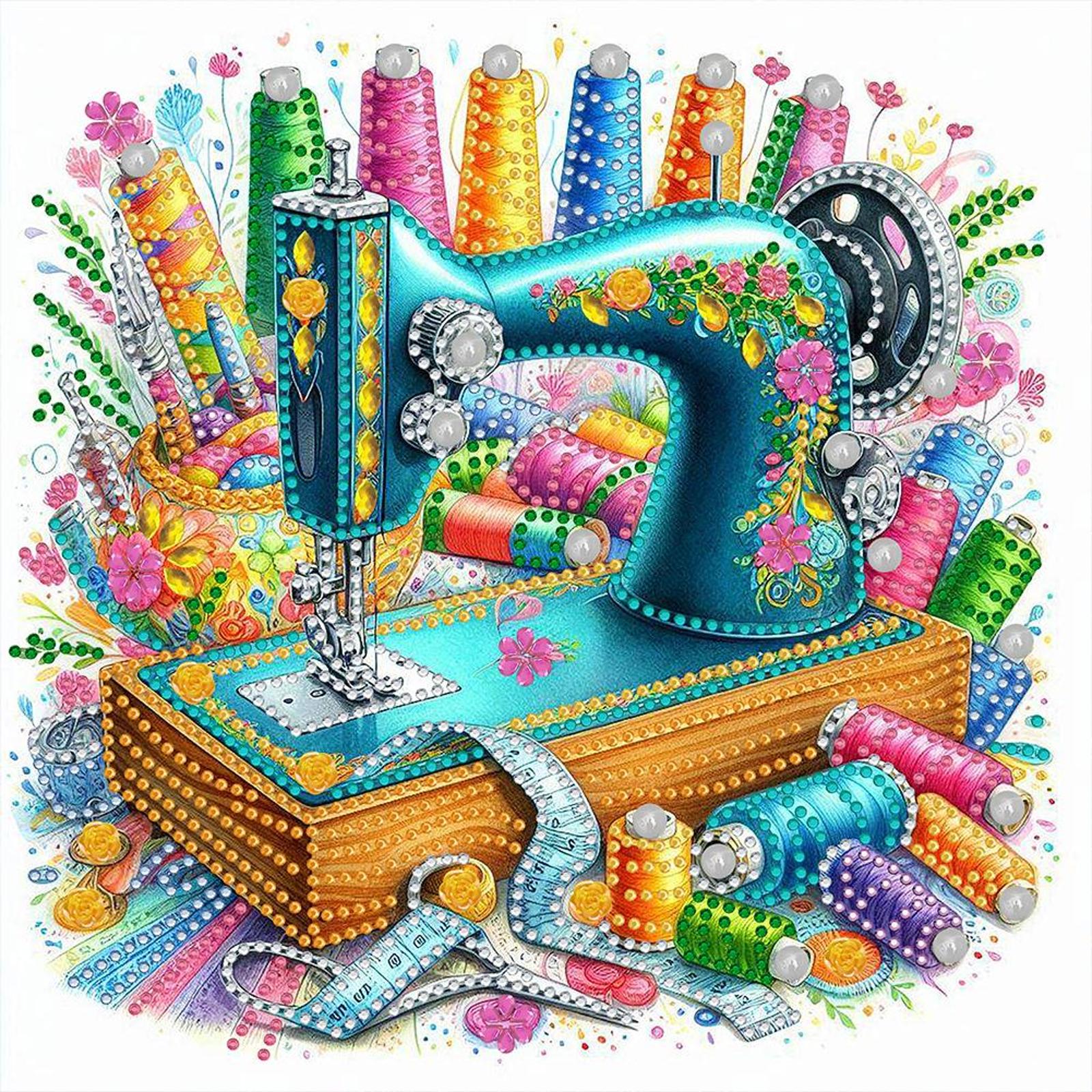 5D DIY Partial Special Shaped Drill Sewing Machine Diamond Painting Kit30x30cm