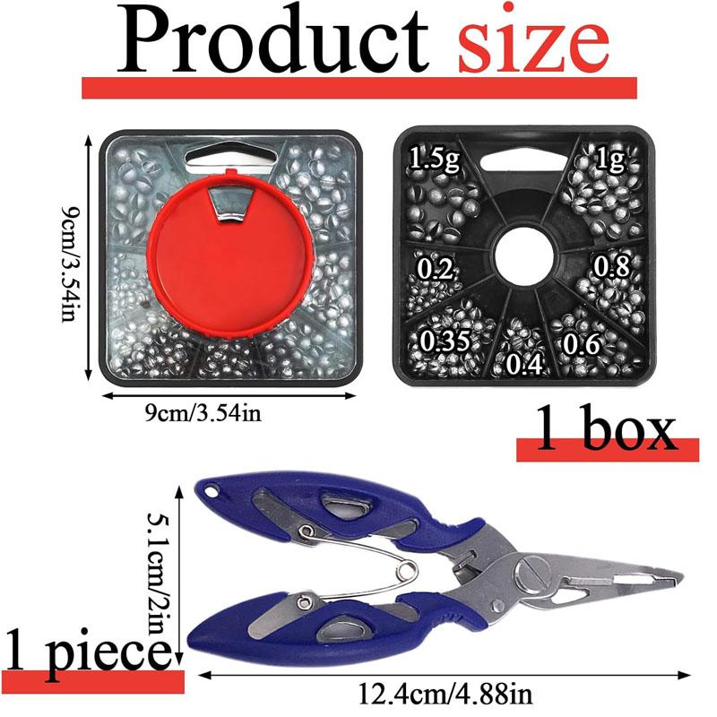 179 buc Plumbi Split Shot, Set de Articole de Pescuit cu Dispenser cu 7 Compartimente și Clești, Plumbi de Pescuit din Metal Moale pentru Pescuit la Crap și Pescuit Grosier