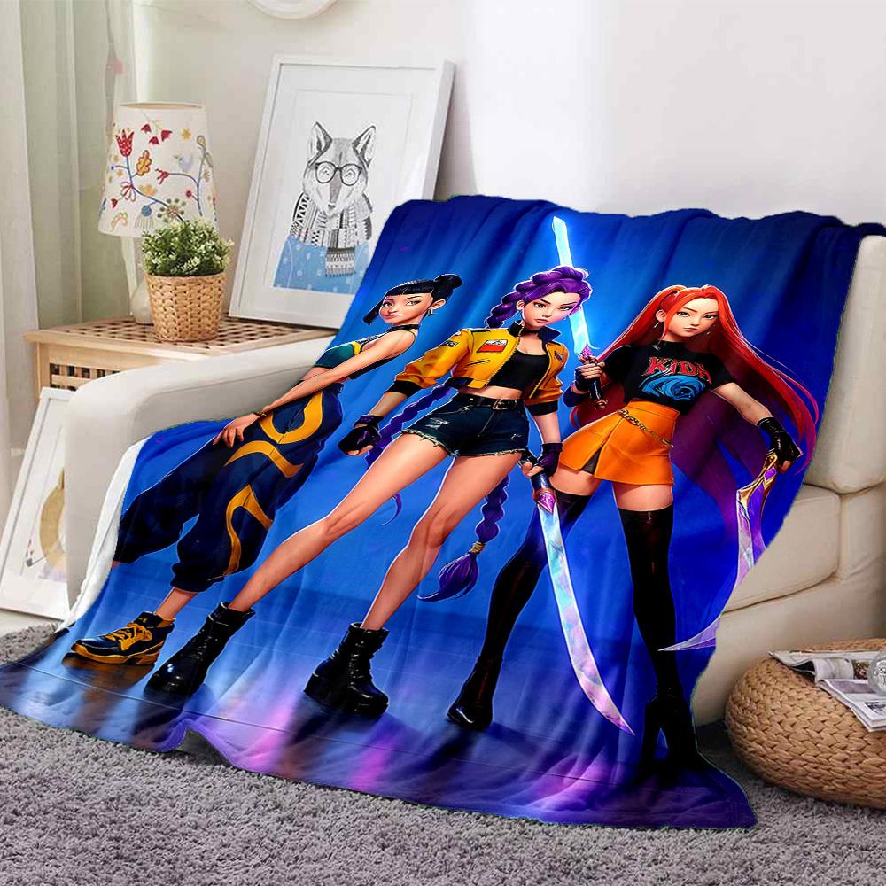 1pc KPop Demon Hunters Soft & Warm Flannel Blanket, Multi-Purpose Throw Blanket for Couch, Sofa, Office, Bed, Camping, Travel 174