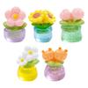 2Pcs Car Dashboard Decor Mini Resin Cute Sunflower and Tulip Miniature Flower Pot Figurines Tiny Flower Figures Car Interior Decorations