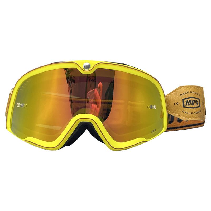 Vintage 100 Goggles Harley Motorcycle Motorcycle Eye Protection Windproof Sand UV Riding Glasses Replaceable Lenses