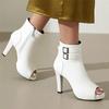 Fashion Fashion Women Platform Ankle Boots Sexy Peep Toe High Heel Boots Pumps Female Buckle Zipper Summer Boots Black White Pink 32-43