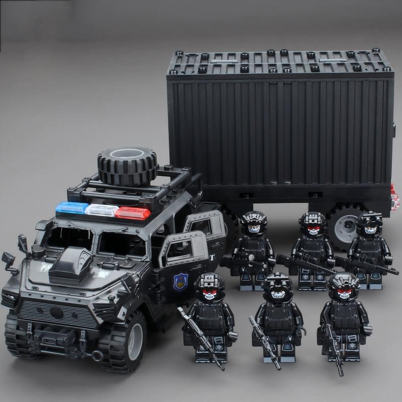 Army Military Special Forces Police SWAT Soldiers The Hurt Locker Armored Vehicle Building Blocks Bricks Toys For Children Gift