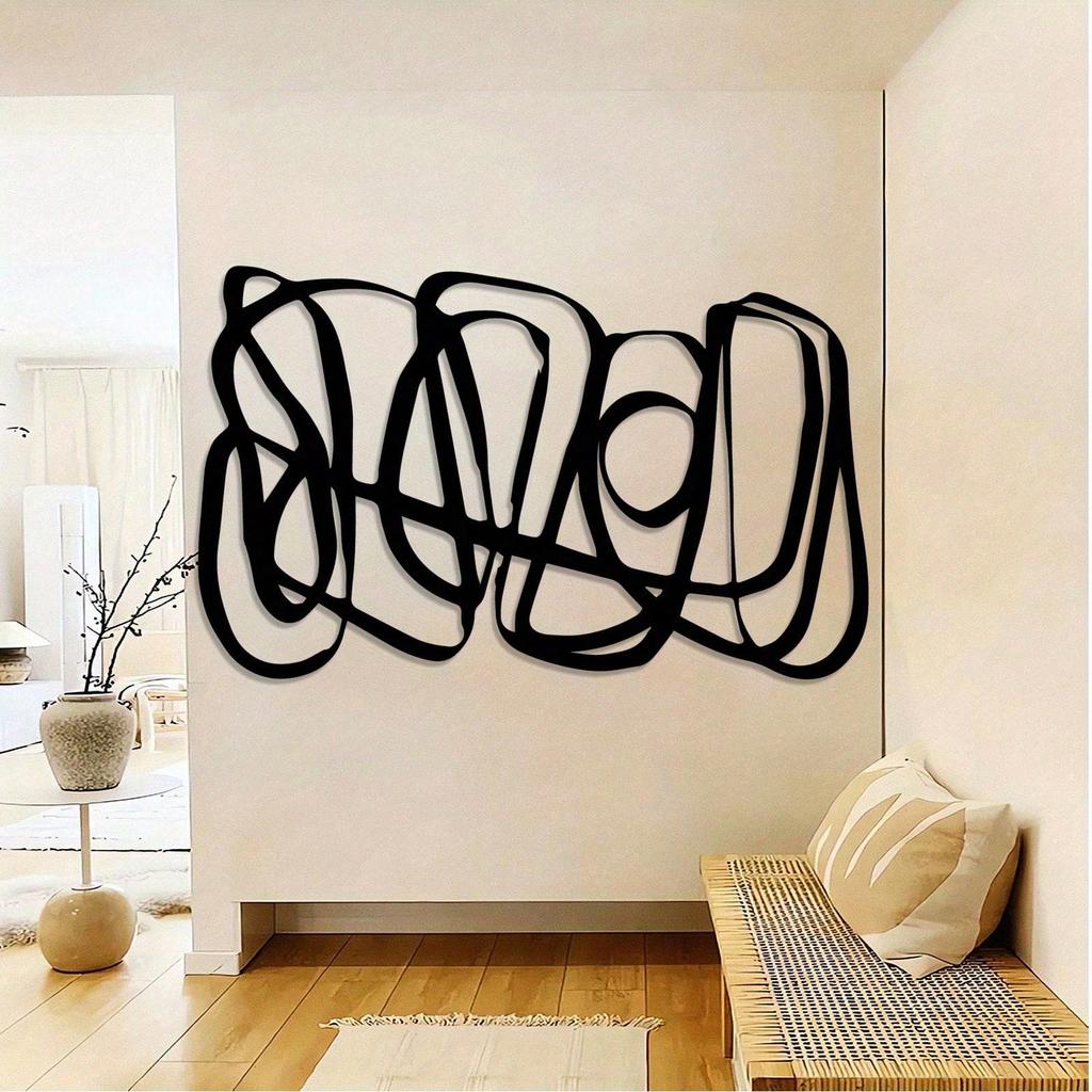 Modern Linjär Metallväggkonst Abstrakt Skulptur Väggdekoration för Hemkontor Samtida Gåva