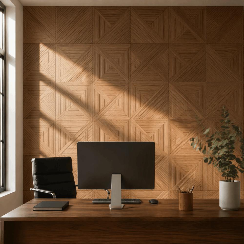 Self-Adhesive Sound Absorbing Panels 3D Wood Grain Soundproof Wall Tiles Home Decoration